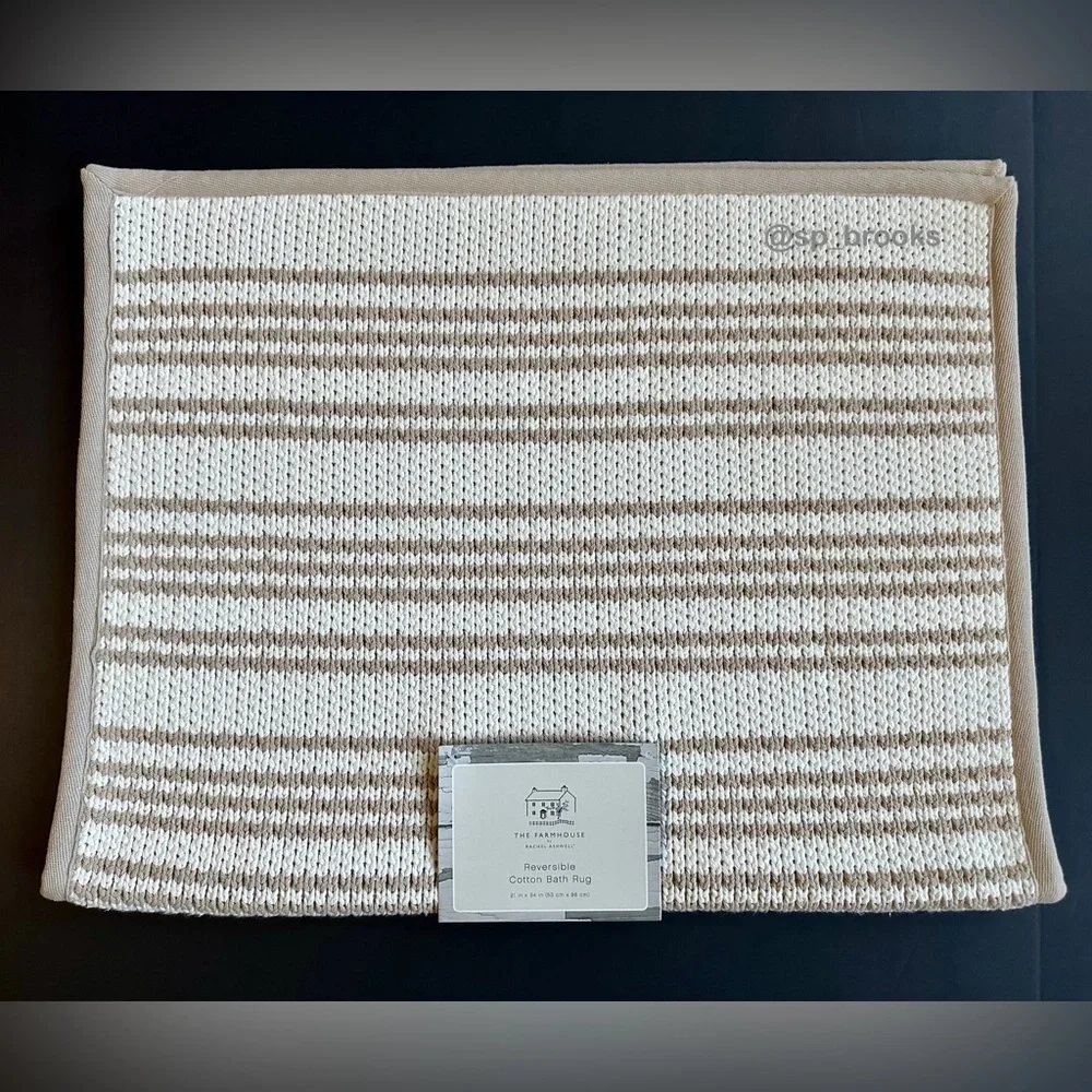 🎁Farmhouse Rachel Ashwell Reversible Cotton Bath Rug - 21” x 34” - Knit Rug